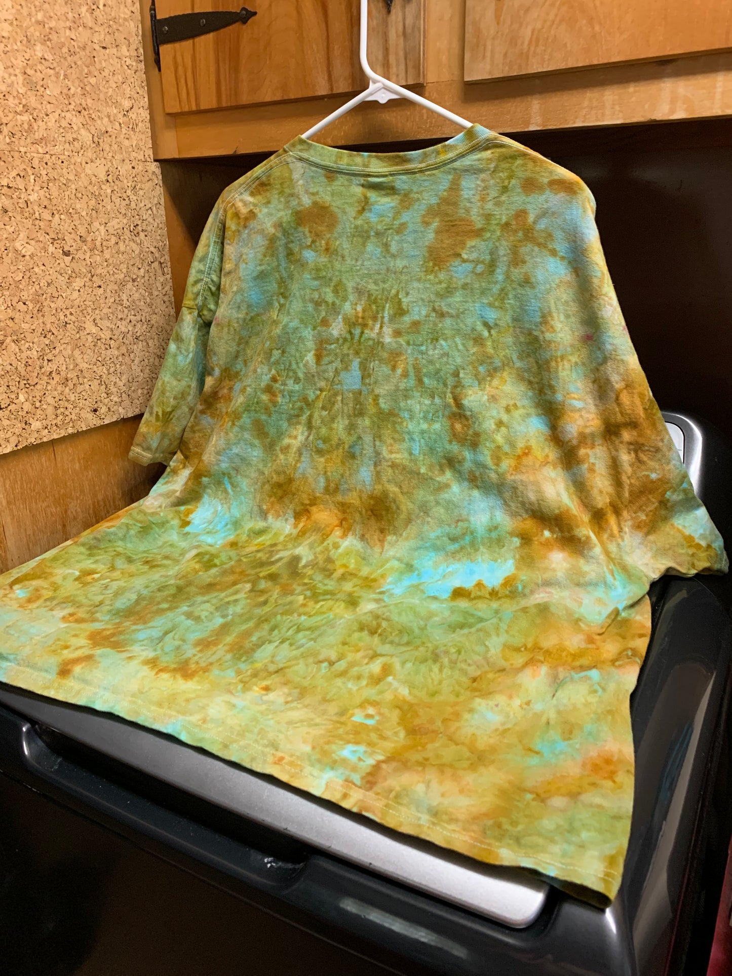 Turquoise & Gold Splash Tie Dye One of a Kind
