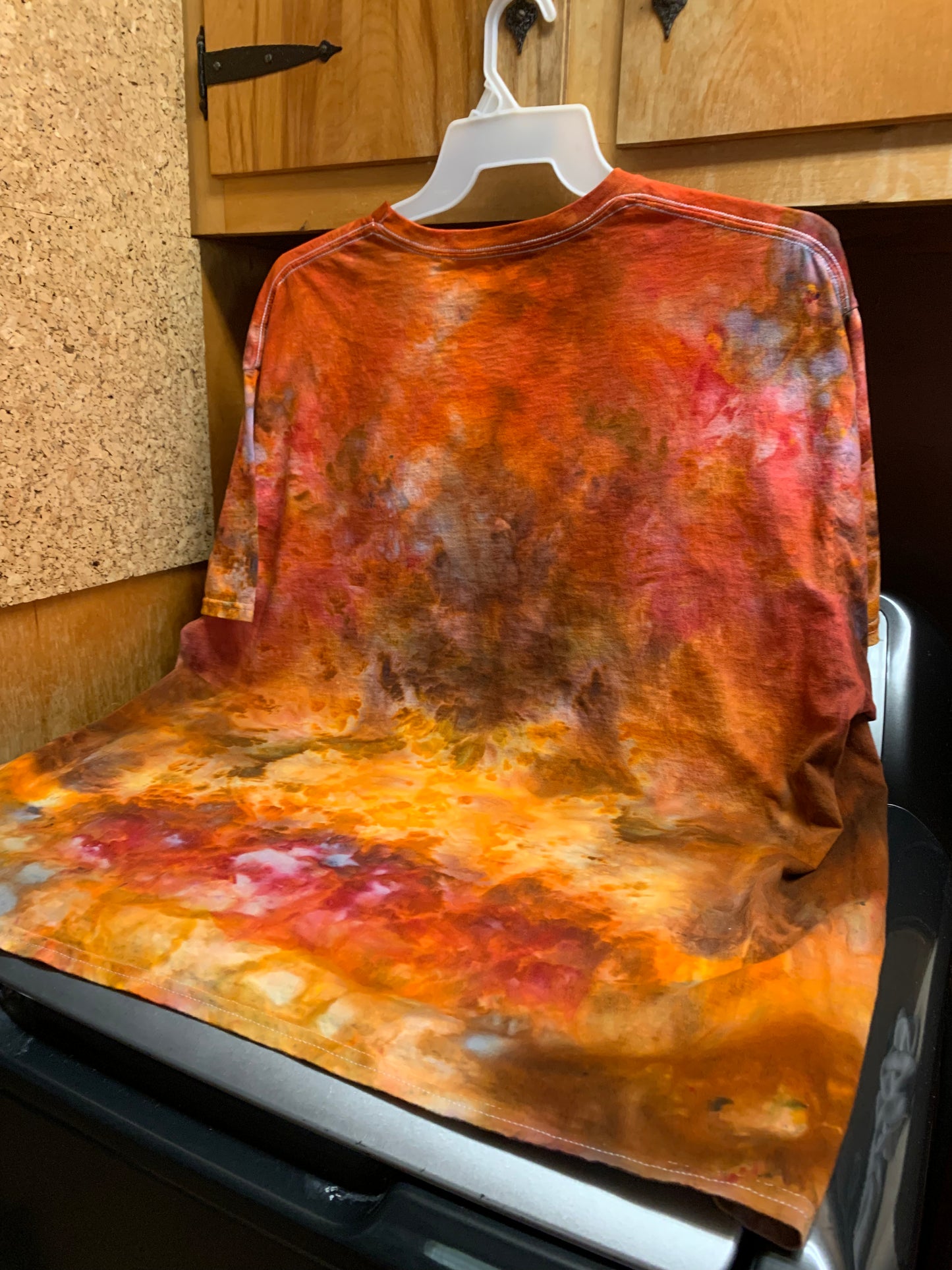 Mystery Orange Fall colored Ice Dye shirt 3X