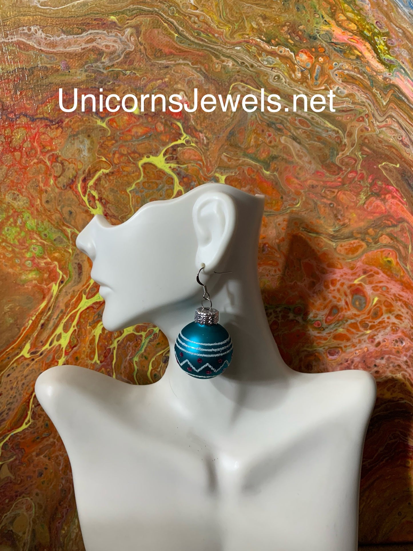Blue Wave Christmas Ornament Earrings
