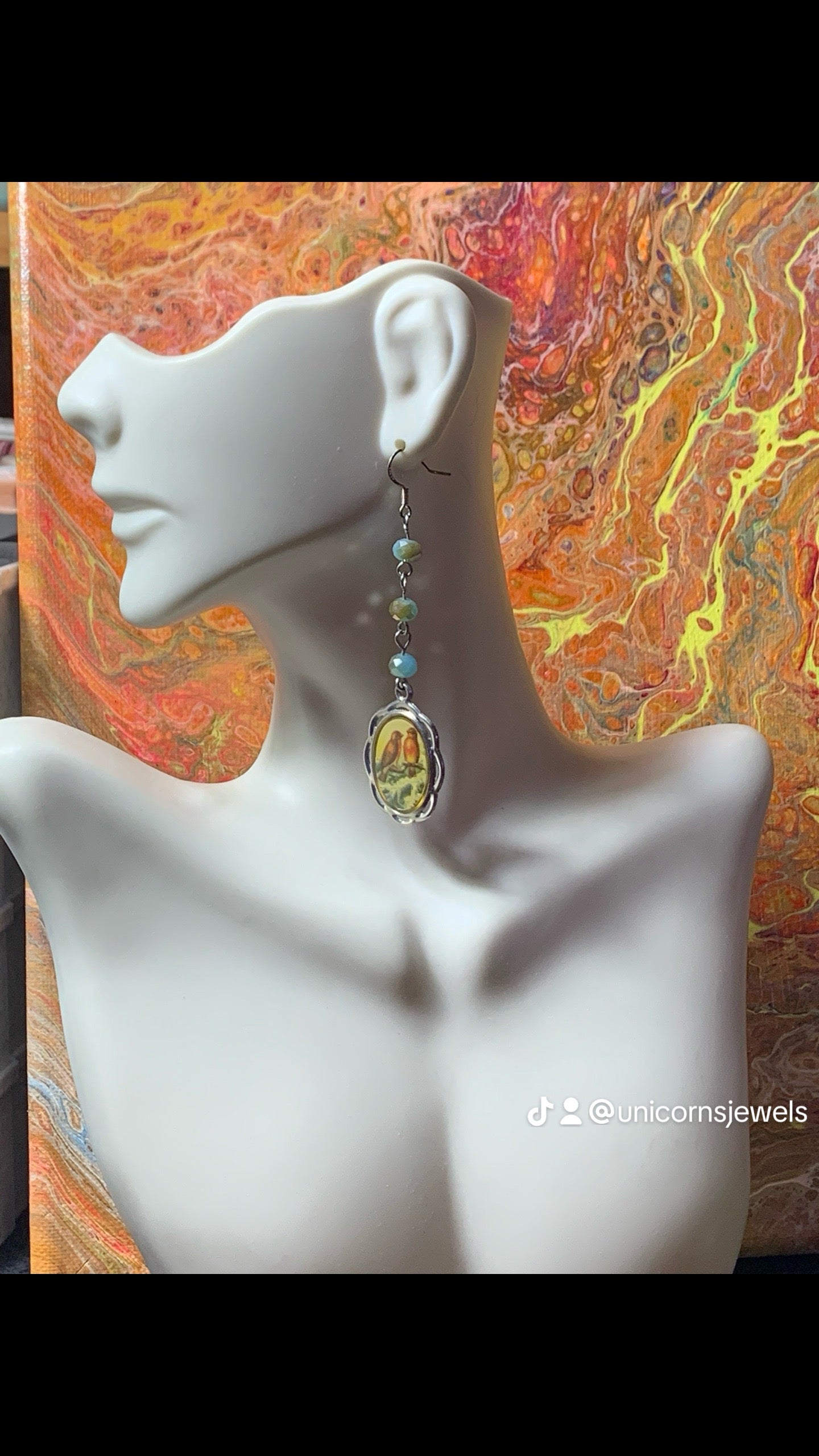 Bird charm dangle Earrings