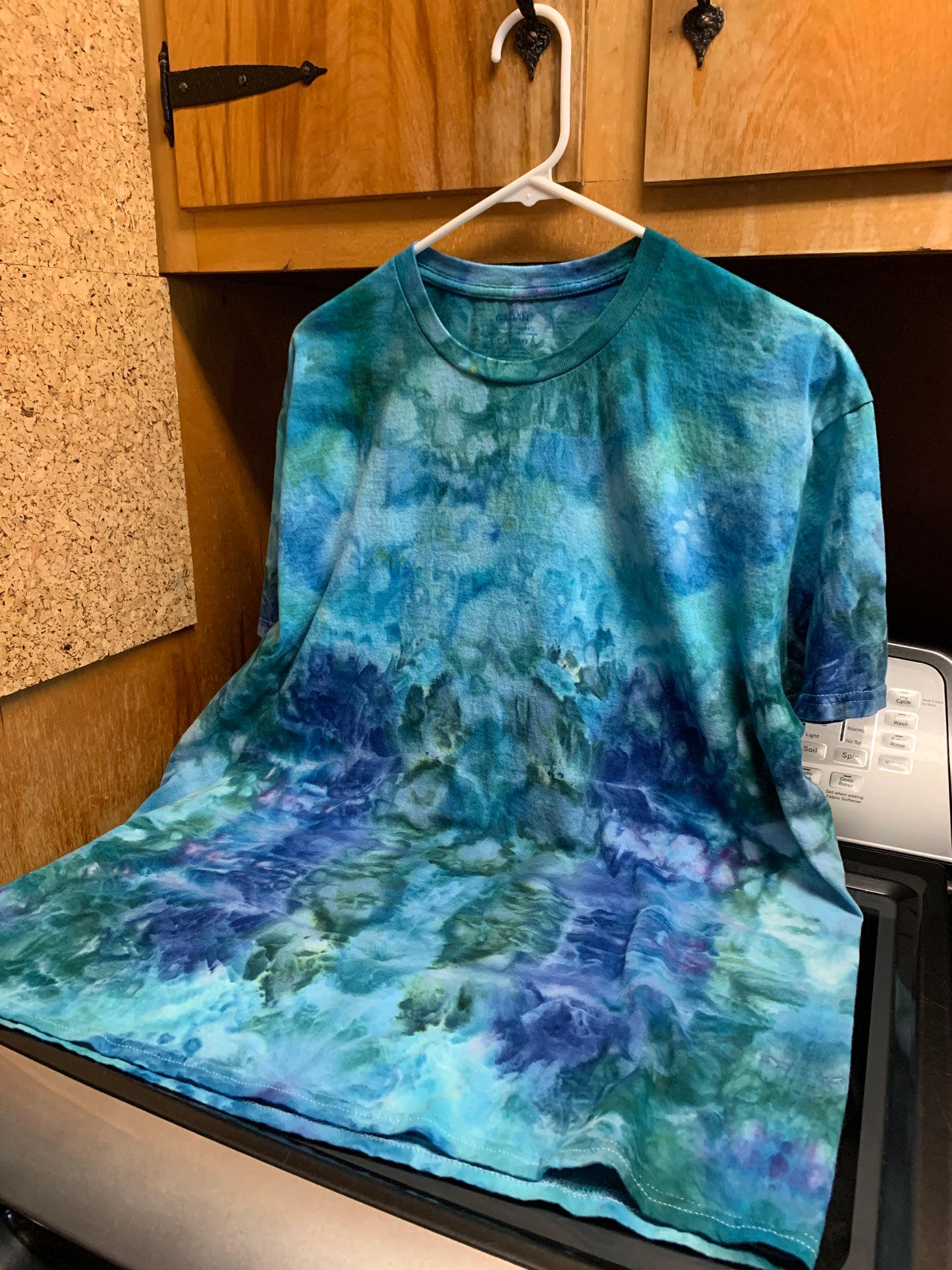 Beautiful Hues of Blues One of a kind Tie dyed Shirt XL