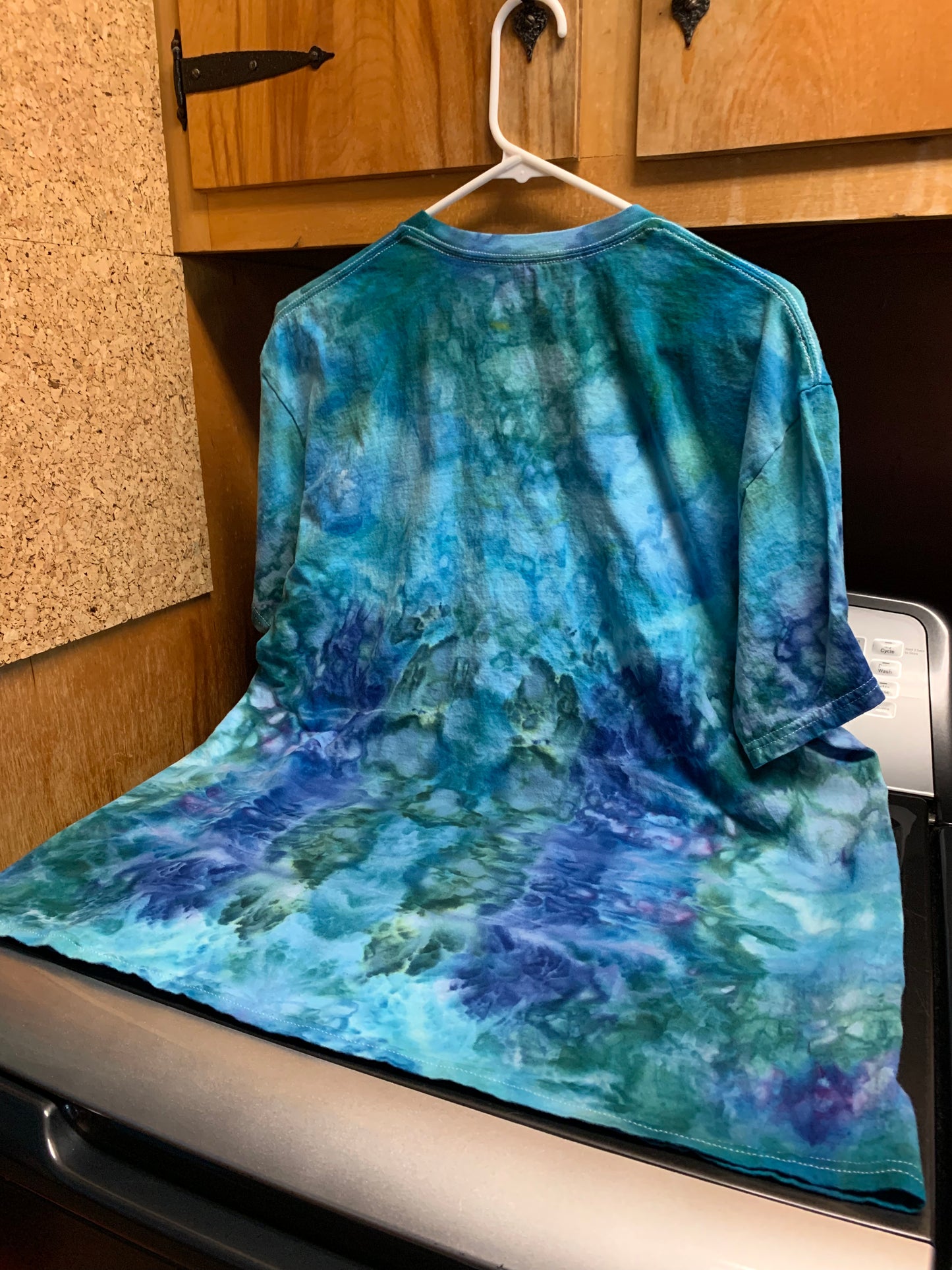 Beautiful Hues of Blues One of a kind Tie dyed Shirt XL