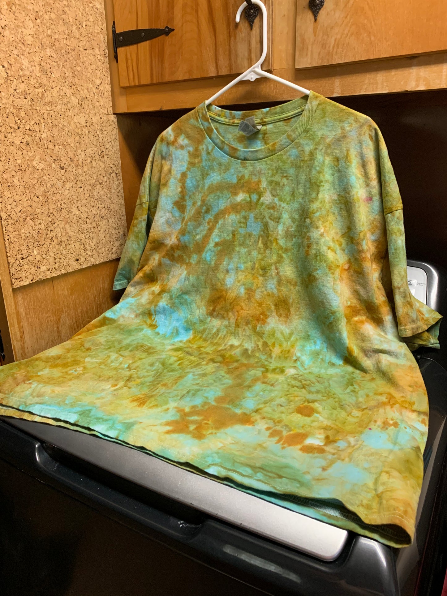 Turquoise & Gold Splash Tie Dye  One of a Kind