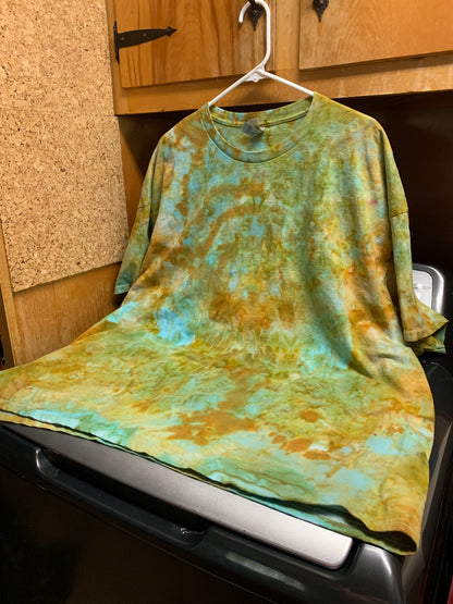 Turquoise & Gold Splash Tie Dye  One of a Kind