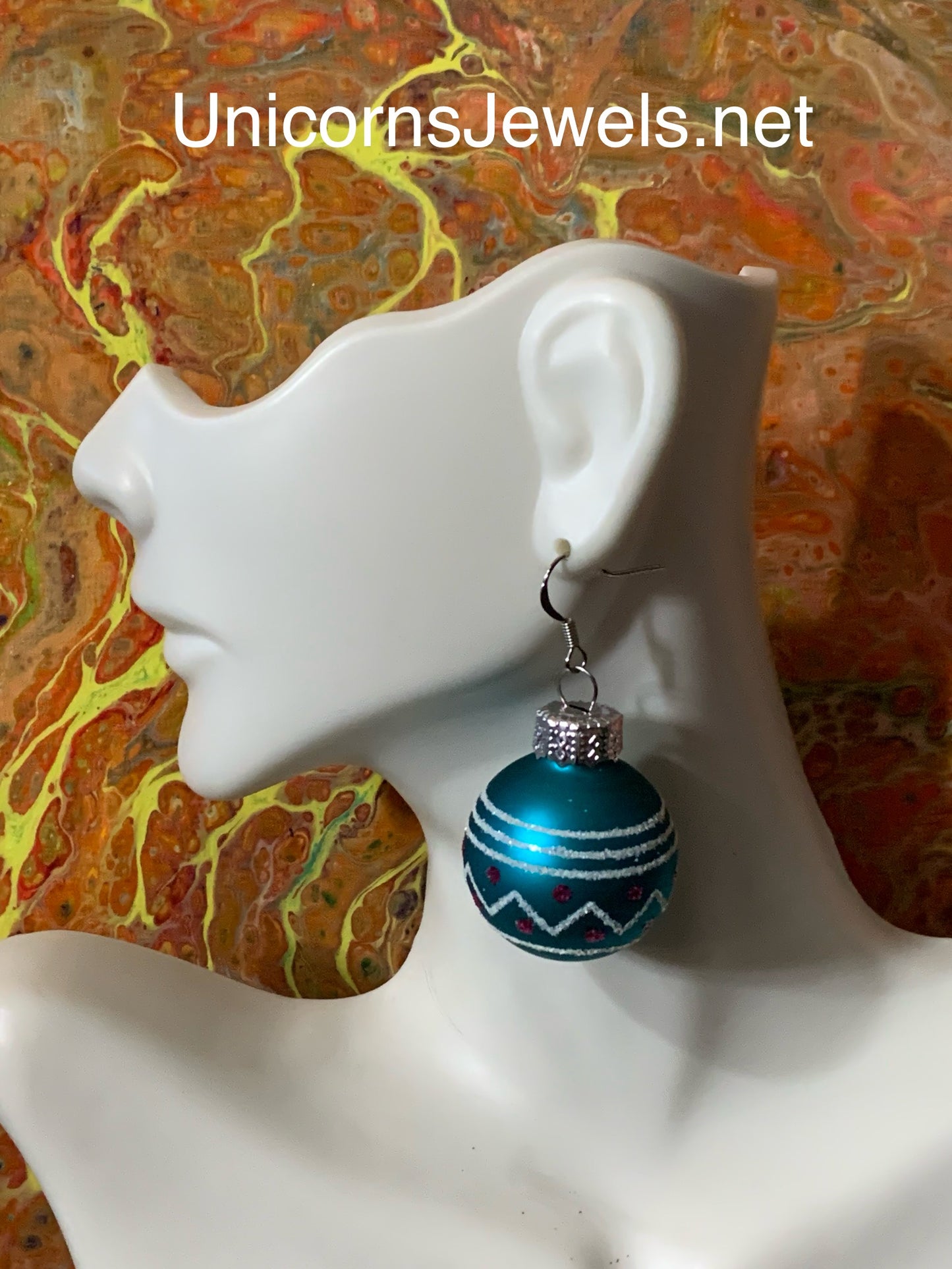 Blue Wave Christmas Ornament Earrings
