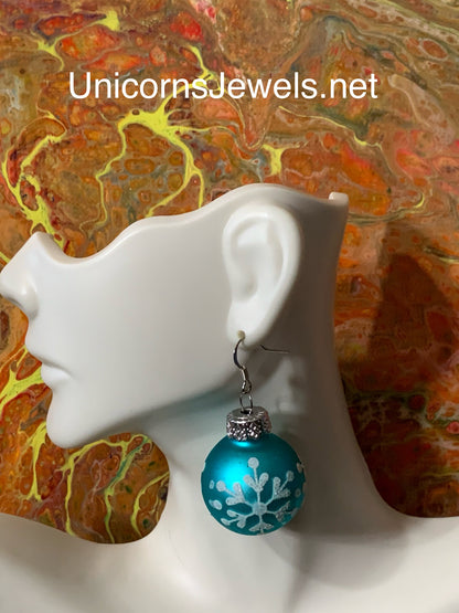 Blue Christmas Ornament Earrings