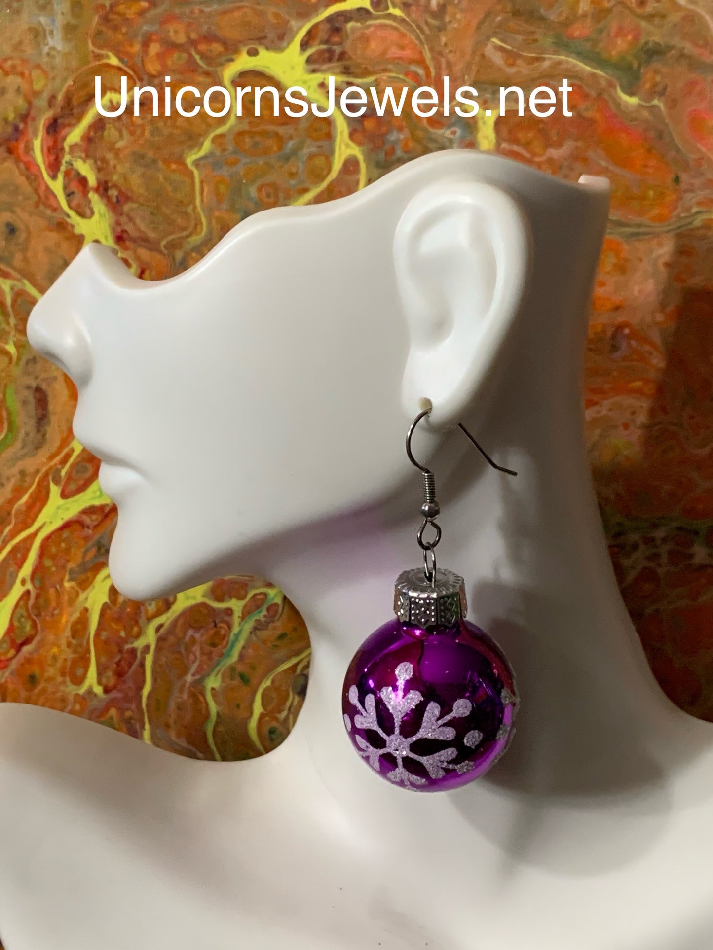 Purple Christmas Ornament Earrings