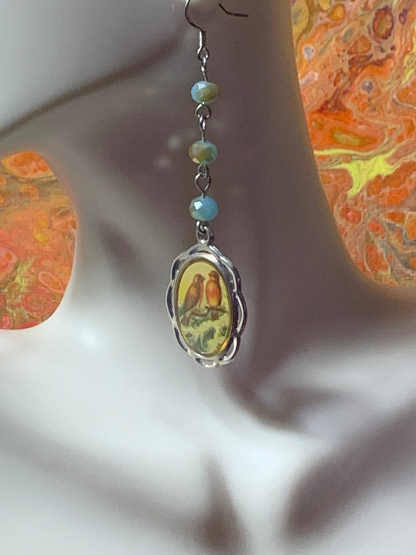 Bird charm dangle Earrings